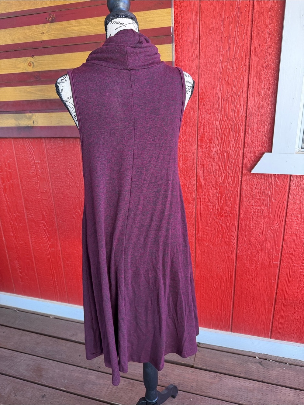 Alya Sleeveless Cowl Neck Dress in Burgundy Plum - Picture 3 of 4